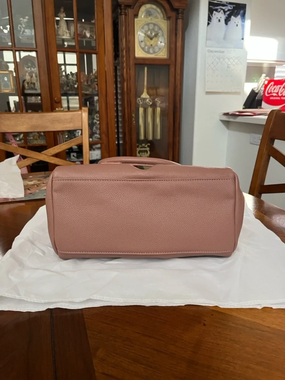 Blush Pink Leather Crossbody Satchel Handbag!